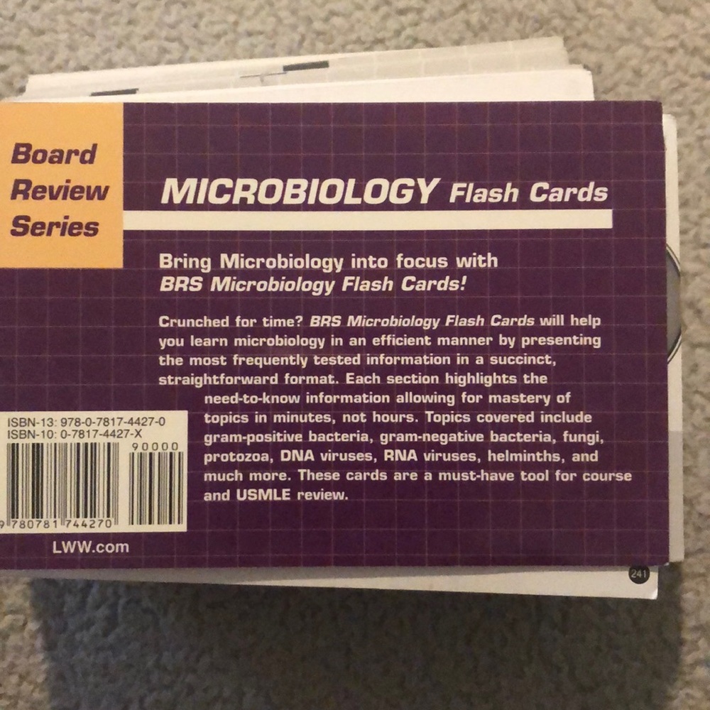 Microbiology flash cards . Like new.